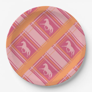 Assiettes En Carton Motif de poney équestre rose