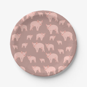 Assiettes En Carton Motif de porc rose