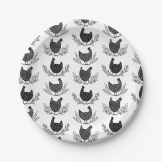 Assiettes En Carton Motif de poulet sans soudure