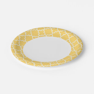 Assiettes En Carton Motif de Quatrefoil jaune