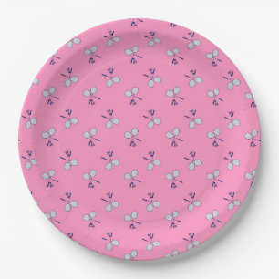 Assiettes En Carton Motif de raquette de Badminton rose