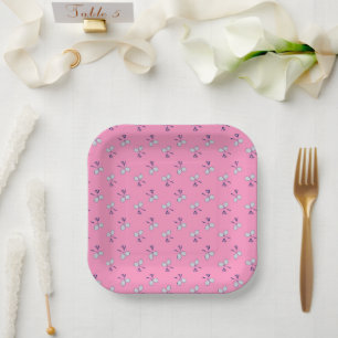 Assiettes En Carton Motif de raquette de Badminton rose