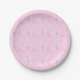 Assiettes En Carton Motif de raquette de tennis Pastel Pink