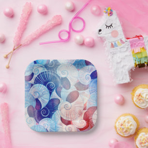 Assiettes En Carton Motif de scène de coquillages