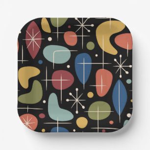Assiettes En Carton Motif de starburst moderne du milieu du siècle