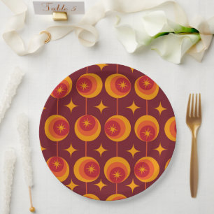 Assiettes En Carton Motif de Starbursts du milieu du siècle sur les ce