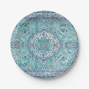 Assiettes En Carton Motif de tapis bleu vintage