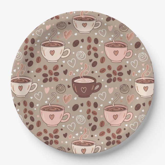 Assiettes En Carton Motif de tasse de café cosy (8) (Devant)