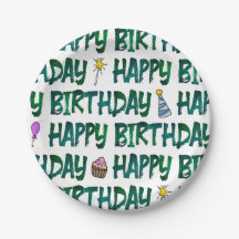 Motif de texte Joyeux Anniversaire Vert Vibrant 