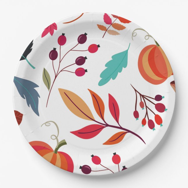 Assiettes En Carton Motif de Thanksgiving (Devant)
