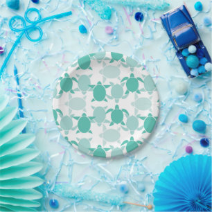 Assiettes En Carton Motif de tortue turquoise