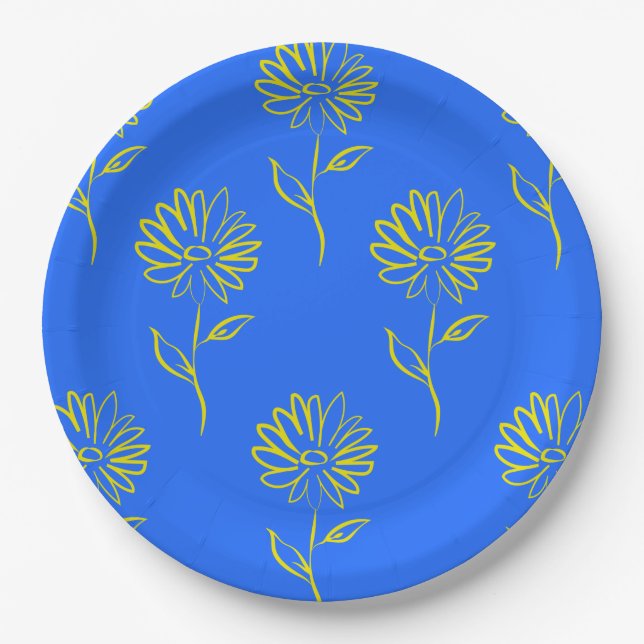 Assiettes En Carton Motif de tournesol jaune  (Devant)