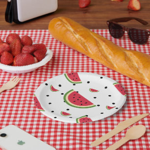 Assiettes En Carton Motif de tranche de pastèque Pique-nique d'été &