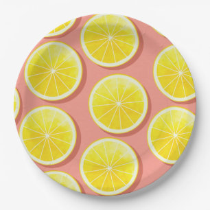 Assiettes En Carton Motif de tranches de citron d'été