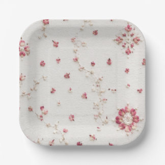 Assiettes En Carton Motif de treillis sans couture floral rose vintage