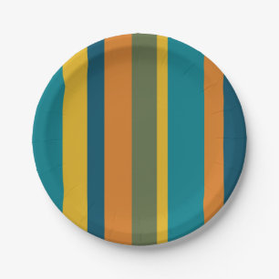 Assiettes En Carton Motif de triage vertical moderne rétro Turquoise o