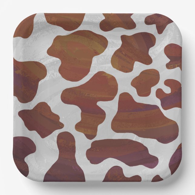 Assiettes En Carton Motif de vache rose et blanche (Recto)