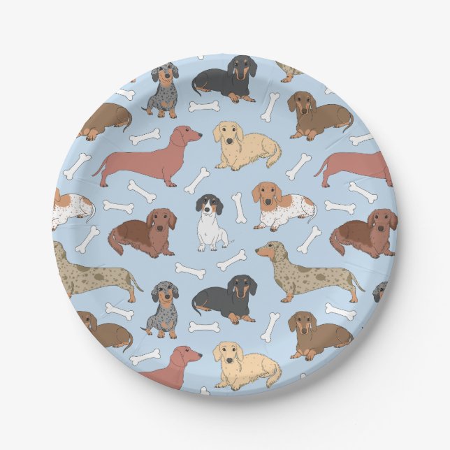 Assiettes En Carton motif de variété dachshund (Devant)