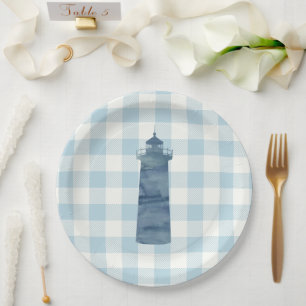 Assiettes En Carton Motif de vérification du phare bleu marine En vich