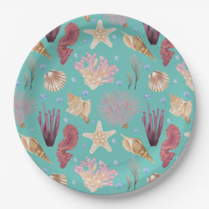 Assiettes En Carton Motif de vie sous-marine coloré