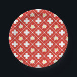 Assiettes En Carton Motif d'edelweiss de la Suisse<br><div class="desc">Drapeau de la Suisse et du motif de fleur alpin d'edelweiss.</div>