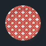 Assiettes En Carton Motif d'edelweiss de la Suisse<br><div class="desc">Drapeau de la Suisse et du motif de fleur alpin d'edelweiss.</div>