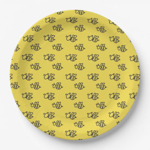 Assiettes En Carton Motif des abeilles d'été jaune