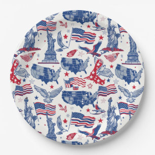 Assiettes En Carton Motif des icônes patriotiques - Statue de la Liber
