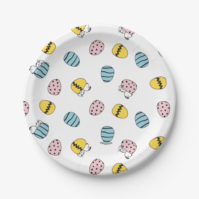 Assiettes En Carton Motif des oeufs de Pâques Snoopy (Devant)