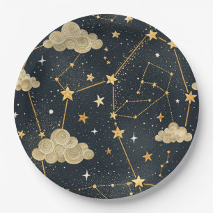 Assiettes En Carton Motif d'étoile de constellation céleste (2)