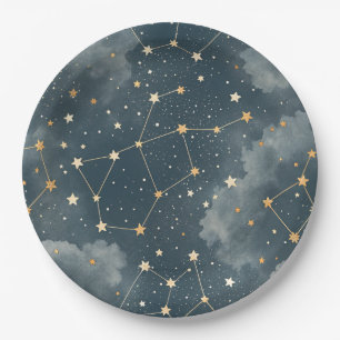 Assiettes En Carton Motif d'étoile de constellation céleste (4)