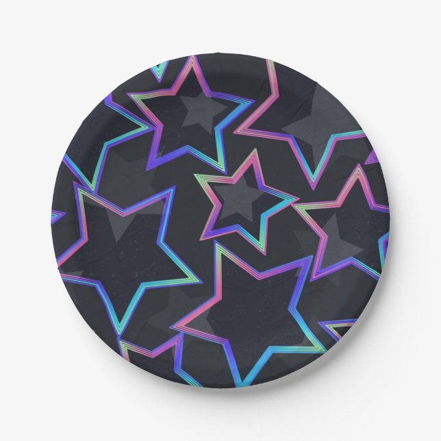 Assiettes En Carton Motif d'étoiles (Devant)