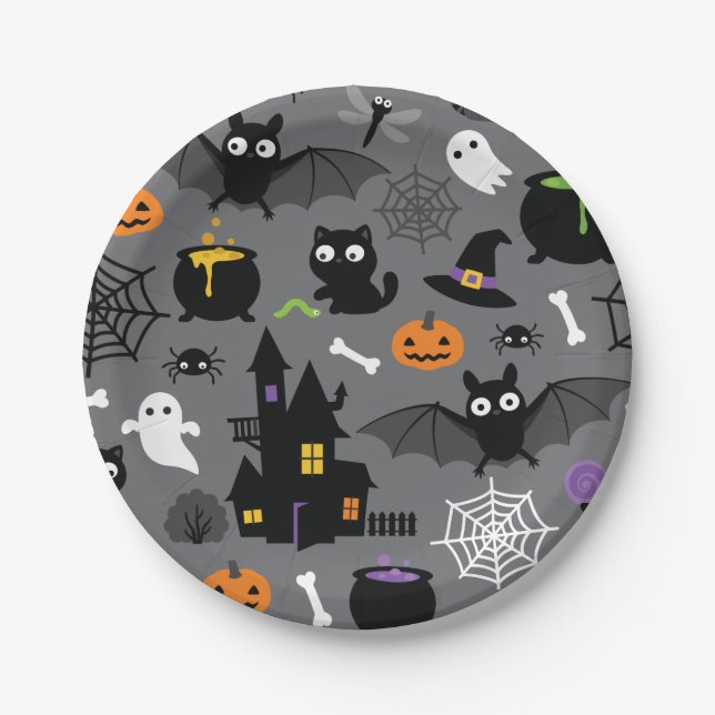 Assiettes En Carton Motif d'Halloween (Devant)
