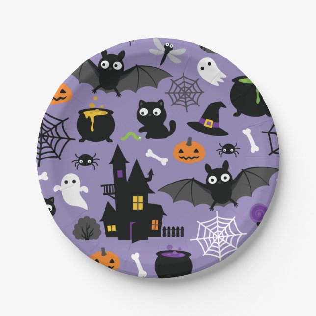 Assiettes En Carton Motif d'Halloween (Devant)