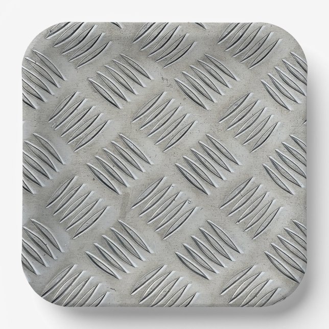 Assiettes En Carton Motif diamant de texture d'aluminium (Recto)