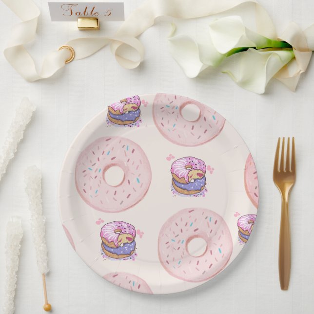 Assiettes En Carton Motif d'illustration de donuts sucrés du désert ro (Mariage)