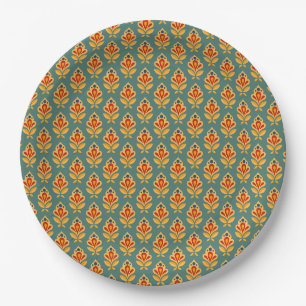 Assiettes En Carton Motif d'impression géométrique rétro du milieu du