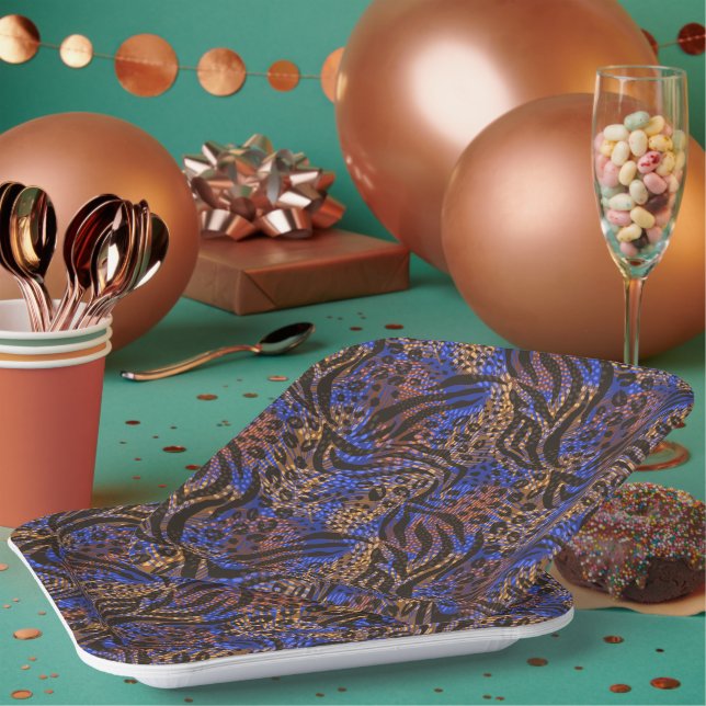 Assiettes En Carton Motif d'impression Leopard et Zebra (Multi)