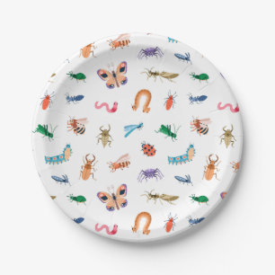 Assiettes En Carton Motif d'insectes coloré mignon