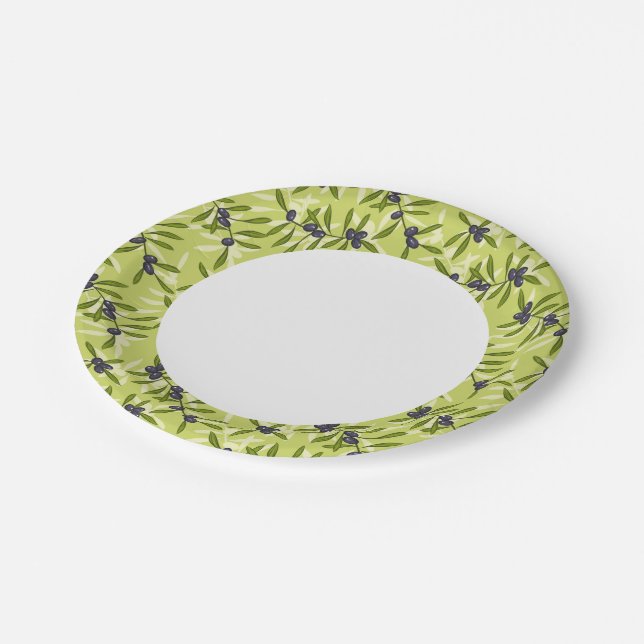 Assiettes En Carton Motif d'olive (Angle)