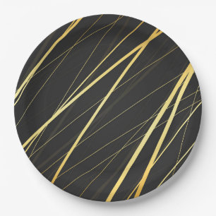 Assiettes En Carton Motif d'or 1