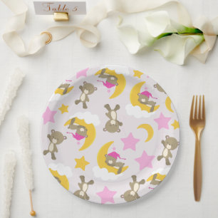 Assiettes En Carton Motif D'Ours, Nounours, Mignons Ours, Étoiles