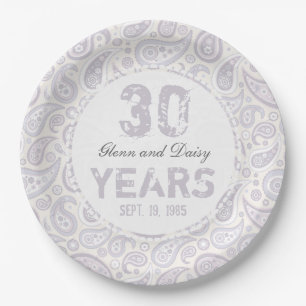 Assiettes En Carton Motif du 30e Mariage Pearl Anniversaire de Paisley