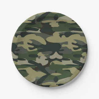 Assiettes En Carton Motif du camouflage militaire vert