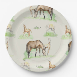 Assiettes En Carton Motif du poulain de jument et de cheval