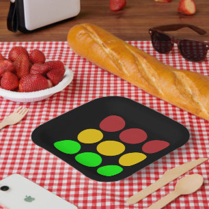 Assiettes En Carton Motif du signal d'avertissement du feu de circulat