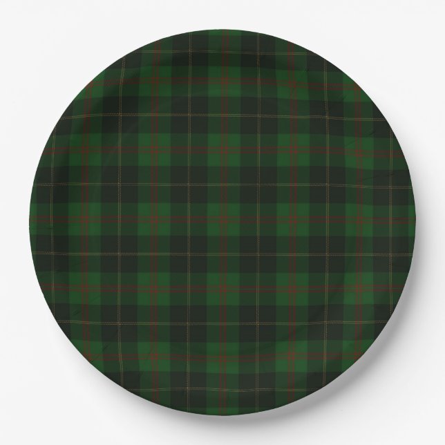Assiettes En Carton Motif écossais vert tartan plaid (Devant)
