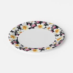 Assiettes En Carton motif élégant aux fleurs de narcisses