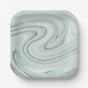 Assiettes En Carton Motif élégant de tourbillon de paillettes d'argent