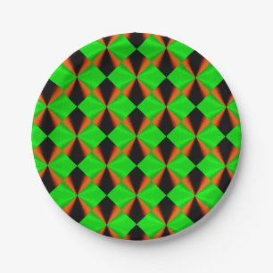 Assiettes En Carton Motif élégant vert orange noir